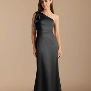 Azazie Rinna StretchBlack Mermaid One Shoulder Stretch Crepe Dress